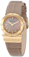 Salvatore Ferragamo F70SBQ5132I SB15 Gancino Mother-of-Pearl Dial Sapphire Crystal Tan Leather Diamond
