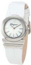 Salvatore Ferragamo F70SBQ9991 SB01 Gancino Mother-of-Pearl Dial Sapphire Crystal White Leather