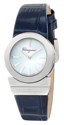 Salvatore Ferragamo F70SBQ9991 SB04 "Gancino" Mother-of-Pearl and Blue Leather