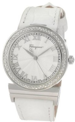 Salvatore Ferragamo F72SBQ9102 S001 "Grande Maison" Diamond White Genuine Leather Band Dress