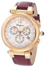 Salvatore Ferragamo F77LCQ5091 SB42 Idillio Gold Ion-Plated Silver Dial Purple Leather Chronograph