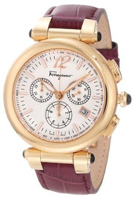 Salvatore Ferragamo F77LCQ5091 SB42 Idillio Gold Ion-Plated Silver Dial Purple Leather Chronograph