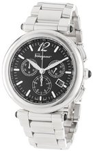 Salvatore Ferragamo F77LCQ9909 S099 Poema Polished Stainless Steel Black Chronograph Date