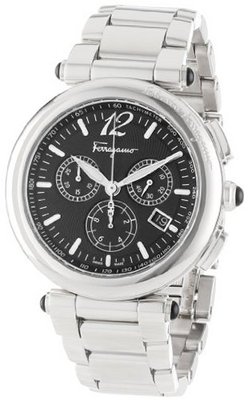 Salvatore Ferragamo F77LCQ9909 S099 Poema Polished Stainless Steel Black Chronograph Date