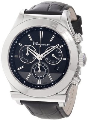 Salvatore Ferragamo F78LCQ9909 SB09 Salvatore Ferragamo 1898 Steel Case Black Dial Leather Chronograph