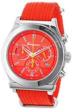 Salvatore Ferragamo FF3040013 1898 Interchangeable Orange Yellow Canvas Strap Chronograph Date