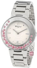 Salvatore Ferragamo FF5010013 Gancino Sparkling Stainless Steel Pink Topaz Rotating Bezel