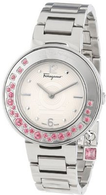 Salvatore Ferragamo FF5010013 Gancino Sparkling Stainless Steel Pink Topaz Rotating Bezel