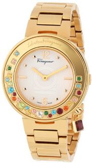 Salvatore Ferragamo FF5020013 Gancino Sparkling Gold Ion-Plated Coated Stainless Steel Multi-Color Topaz