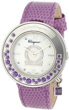 Salvatore Ferragamo FF5040013 Gancino Sparkling Polished Stainless Steel White Guilloche Dial Diamond