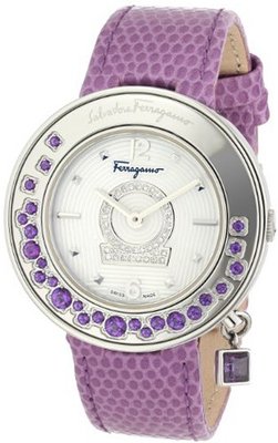 Salvatore Ferragamo FF5040013 Gancino Sparkling Polished Stainless Steel White Guilloche Dial Diamond