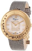 Salvatore Ferragamo FF5050013 Gancino Sparkling Gold Ion-Plated Stainless Steel Mother-Of-Pearl Diamond