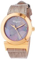 Salvatore Ferragamo FG2030013 Grande Maison Gold Ion-Plated Stainless Steel Mother-Of-Pearl Diamond