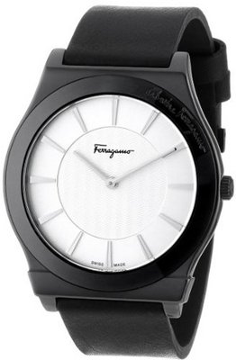 Salvatore Ferragamo FQ3010013 1898 Round Black Ceramic Leather Strap