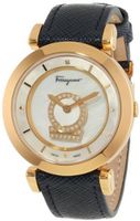 Salvatore Ferragamo FQ4060013 Minuetto Gold Ion-Plated Coated Stainless Steel Rotating Gancino Set with Diamonds