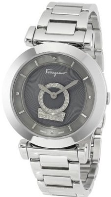 Salvatore Ferragamo FQ4070013 Minuetto Stainless Steel Rotating Gancino Set with Diamonds