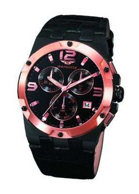 Sandoz Caract?re Collection Ladies Chronograph Black Leather Strap