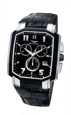 Sandoz L?gendaire Collection Gents Chronograph Black Leather Strap