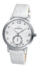 Sandoz Portobello Collection Ladies Diamonds Dial, White Leather Strap
