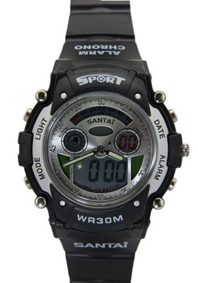 Santai Black Strap Chronograph Alarm Analogue Digital Sport es