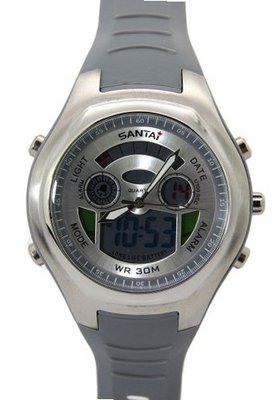 Santai Gray Rubber Strap Dual Time Analogue Digital Waterproof es