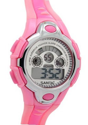Santai Pink Strap Chronograph Date Display Waterproof Alarm es