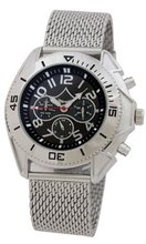 Automatic Mechanical Silver Mesh Bracelet Black Dial Day Date 24 hr Subdials Sarastro AA100692G