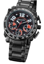 Black Metal Band Quartz Chronograph Blue Dial Large Face Sarastro AQ201853G