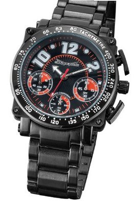 Black Metal Band Quartz Chronograph Blue Dial Large Face Sarastro AQ201853G