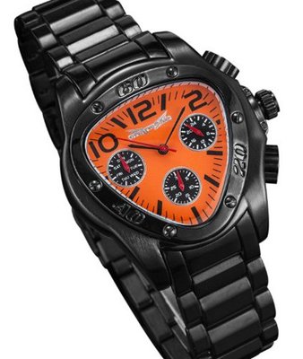 Black Metal Bracelet Triangle Orange Dial Multifunction 24 Hr Day Date Sarastro AQ202509G