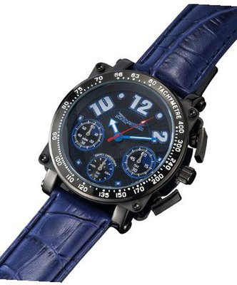 Blue Quartz Chronograph Leather Large Face Sarastro AQ201856G
