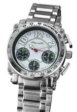 Chronograph Silver Metal Bracelet Large Face White Dial Sarastro AQ201854G