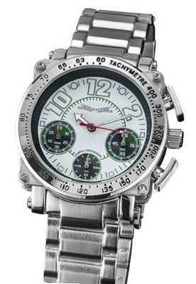 Chronograph Silver Metal Bracelet Large Face White Dial Sarastro AQ201854G