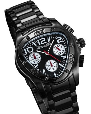 Classic All Black Metal Bracelet Triangle Face Multifunction 24 Hr Day Date Sarastro AQ202499G