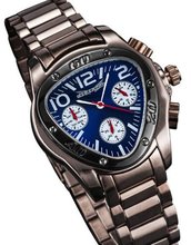 Dress Brown Metal Bracelet Triangle Blue Dial Multifunction 24 Hr Day Date Sarastro AQ202497G