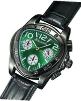 Fashion Triangle Green Dial Black Leather Strap Multifunction 24 Hr Day Date Sarastro AQ202504G