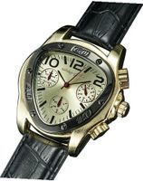 Gents Classic Triangle Gold Case Black Leather Strap Multifunction 24 Hr Day Date Sarastro AQ202507G