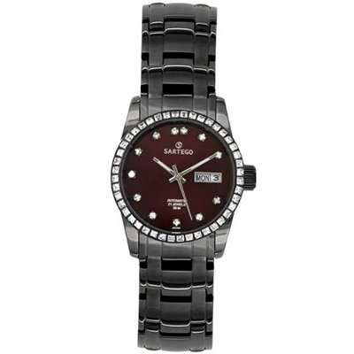 Sartego SBBG51 Classic Analog Burgundy Face Dial Black Stainless Steel