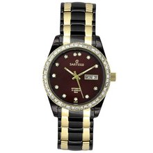 Sartego SCBG22 Classic Analog Burgundy Face Dial Two-Tone Swarovski
