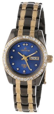 Sartego SCMB66 Classic Analog Metallic Blue Face Dial Two-Tone Swarovski