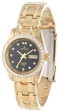 Sartego SGBK68 Classic Analog Black Face Dial Gold Tone Swarovski