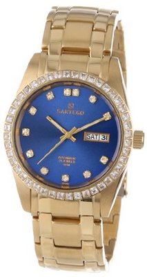 Sartego SGBL08 Classic Analog Blue Face Dial Gold Tone Swarovski