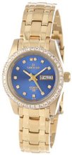 Sartego SGBL68 Classic Analog Metallic Blue Face Dial Gold Tone Swarovski