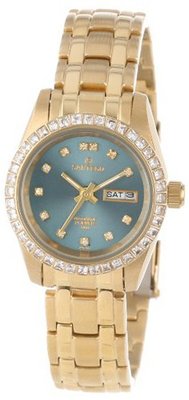 Sartego SGGN76 Classic Analog Metallic Green Face Dial Gold Tone Swarovski