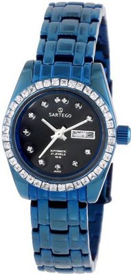 Sartego SLGU73 Classic Analog Black Face Dial Blue Swarovski