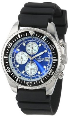 Sartego SPC43-R Ocean Master Chronograph Analog Diver Quartz Blue Dial Mother-Of-Pearl Rubber