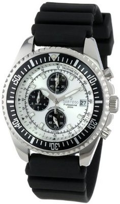 Sartego SPC45-R Ocean Master Chronograph Analog Silver Face Dial Black Rubber