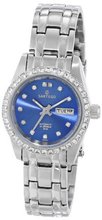 Sartego SSBL65 Classic Analog Metallic Blue Face Dial Stainless Steel Swarovski Bezel