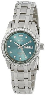 Sartego SSGN73 Classic Analog Metallic Green Face Dial Stainless Steel Swarovski Bezel