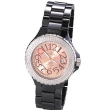 Scorva Ceramic Black Swiss Mvement Date Display One Hundred Ninety Seven Genuine (197) Diamonds Exclusive To Amazon.Com Perfect Gift For Christmas Life Time Warranty Diamond Setting De Rochale STP1037